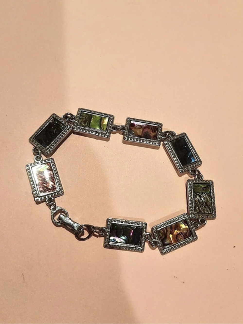 Multicolor Rectangular Stone Link Bracelet